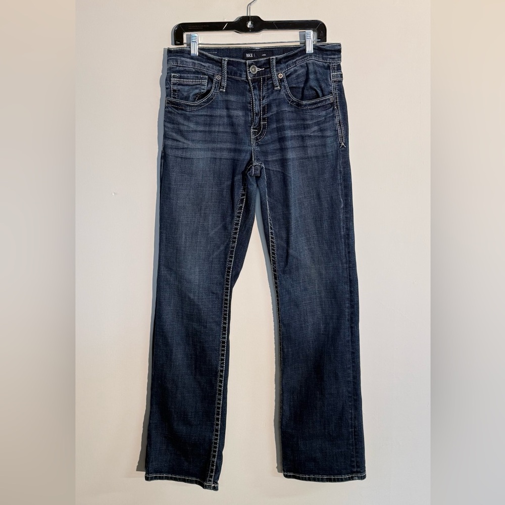 BKE Jeans Mens 30x34 Jake Straight Leg Medium Wash - Stretch - Whiskering Detail